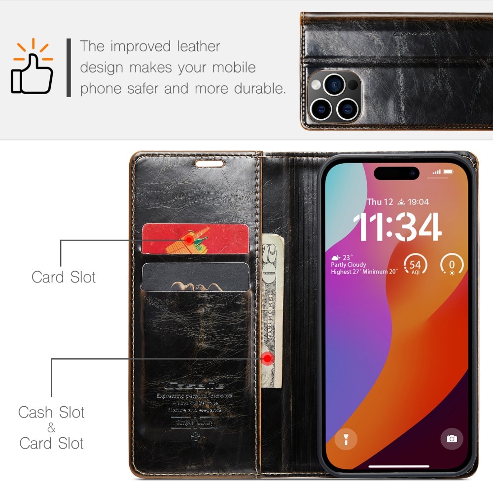 Funda de cuero iPhone 16 Pro Max, marrón