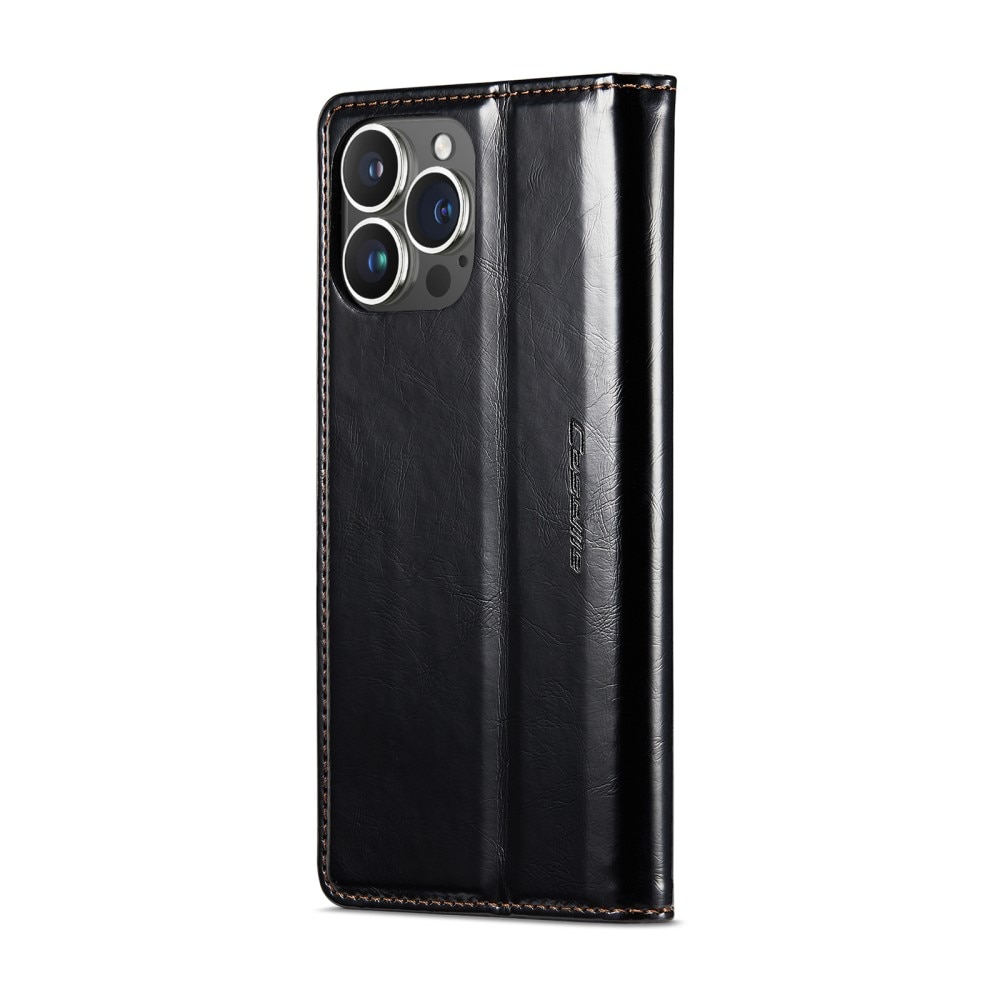 Funda de cuero iPhone 16 Pro Max, negro