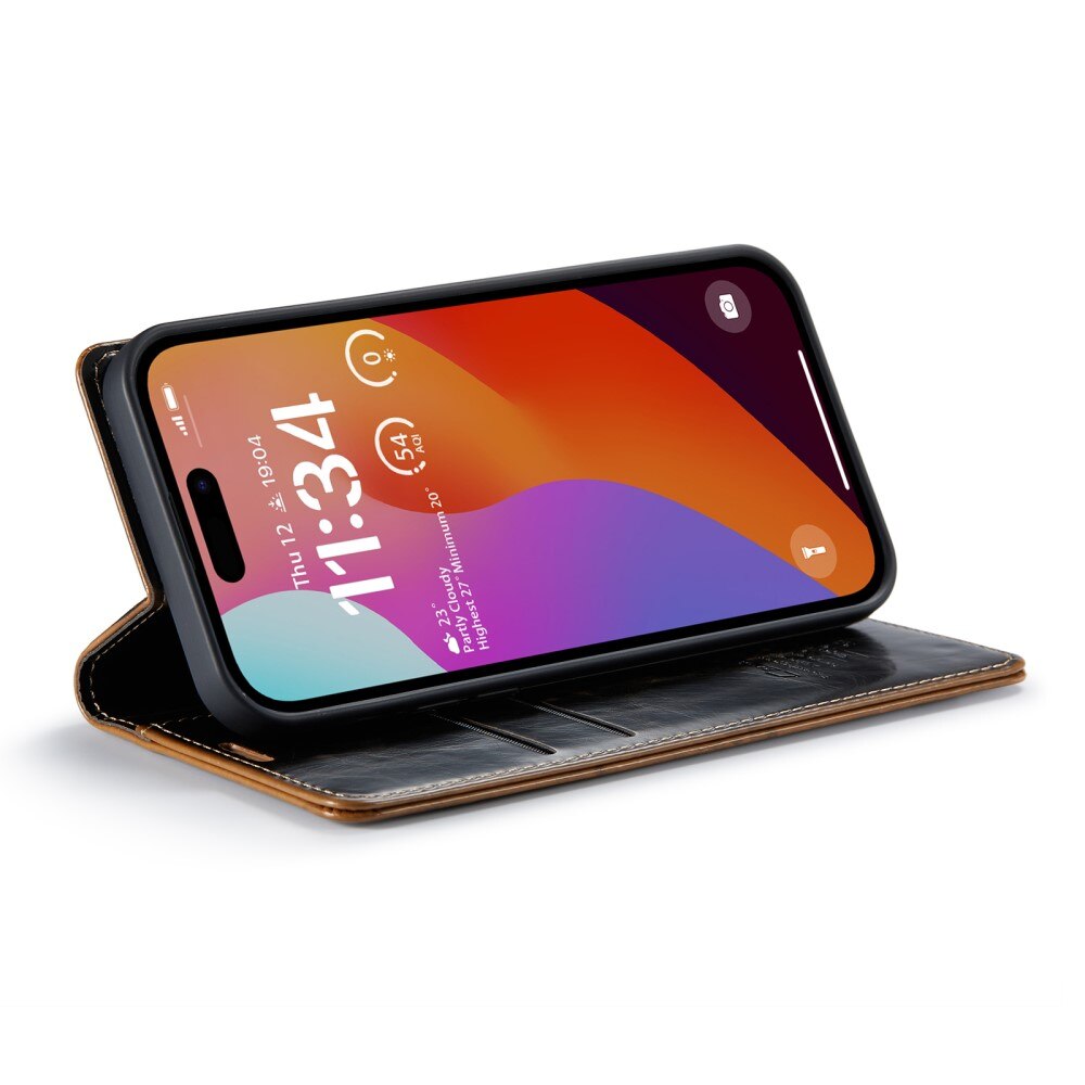 Funda de cuero iPhone 16 Pro, marrón