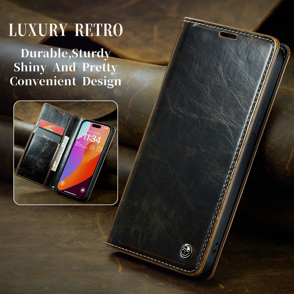 Funda de cuero iPhone 16 Pro, marrón