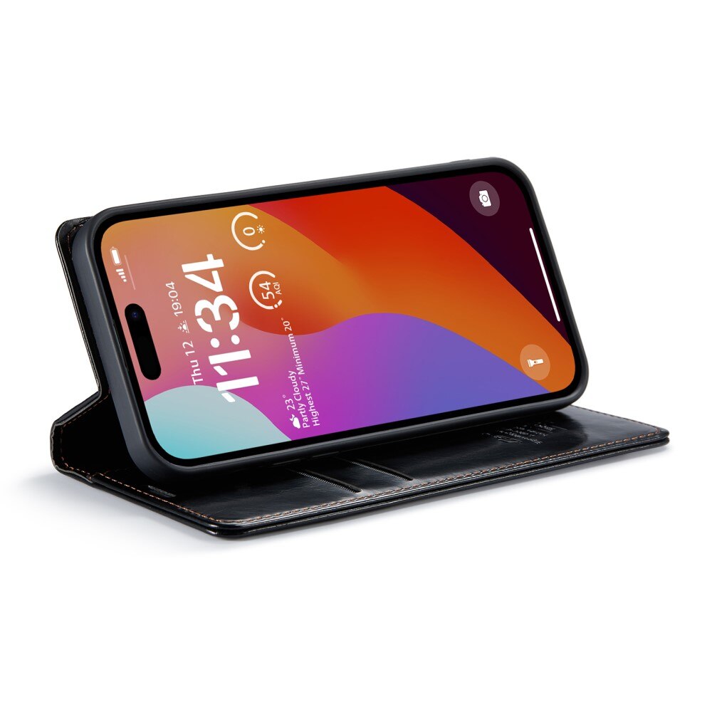 Funda de cuero iPhone 16 Pro, negro