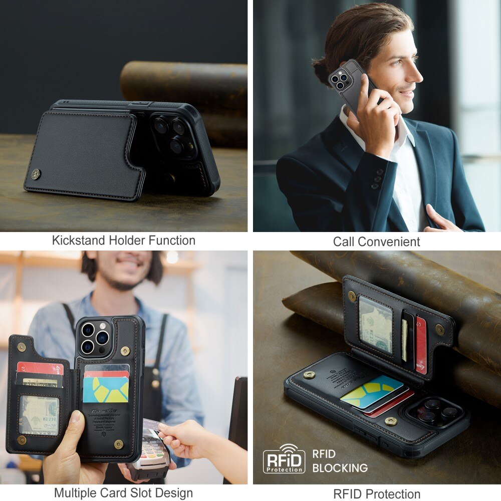 Funda con tarjetero anti-RFID iPhone 16 Pro Max negro