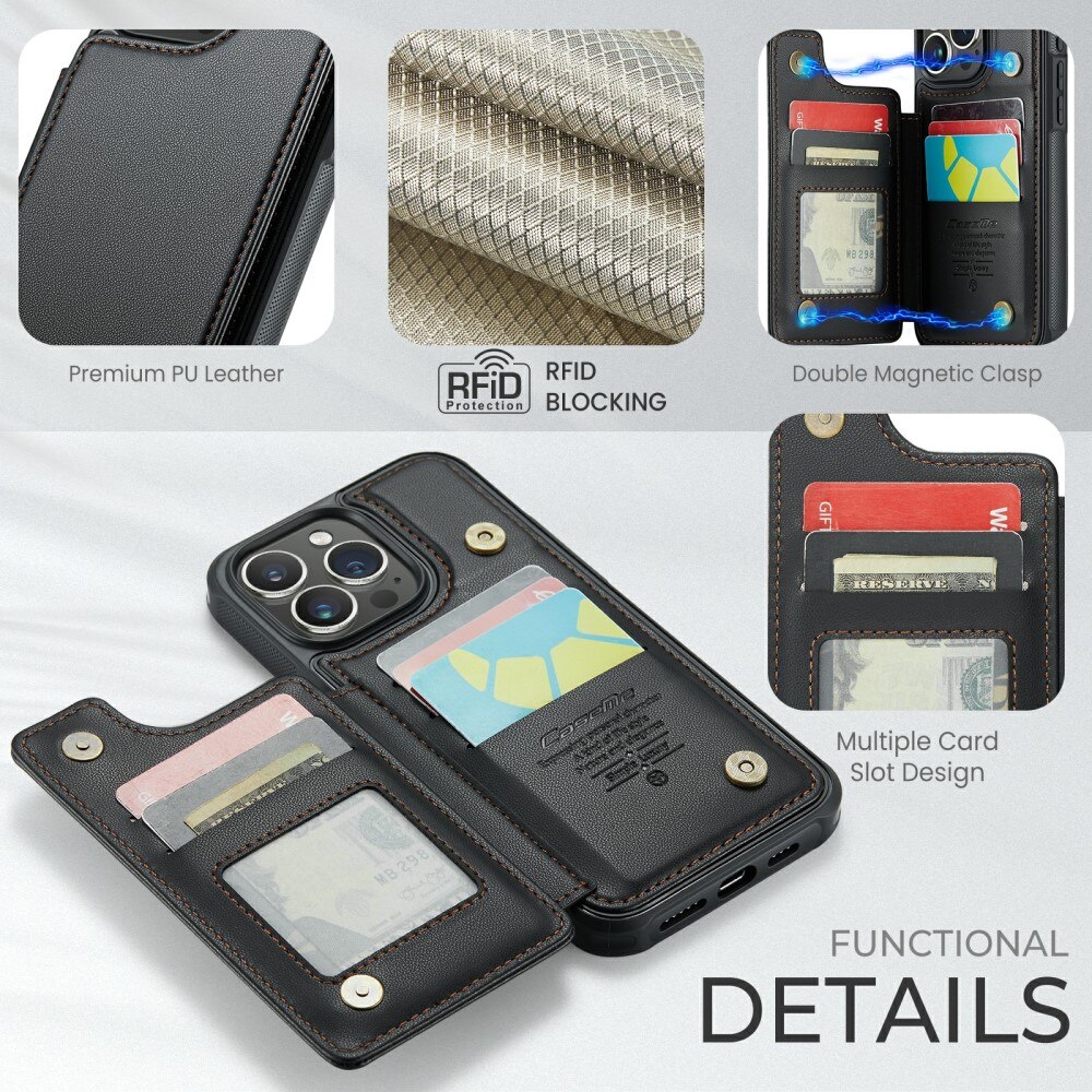 Funda con tarjetero anti-RFID iPhone 16 Pro Max negro