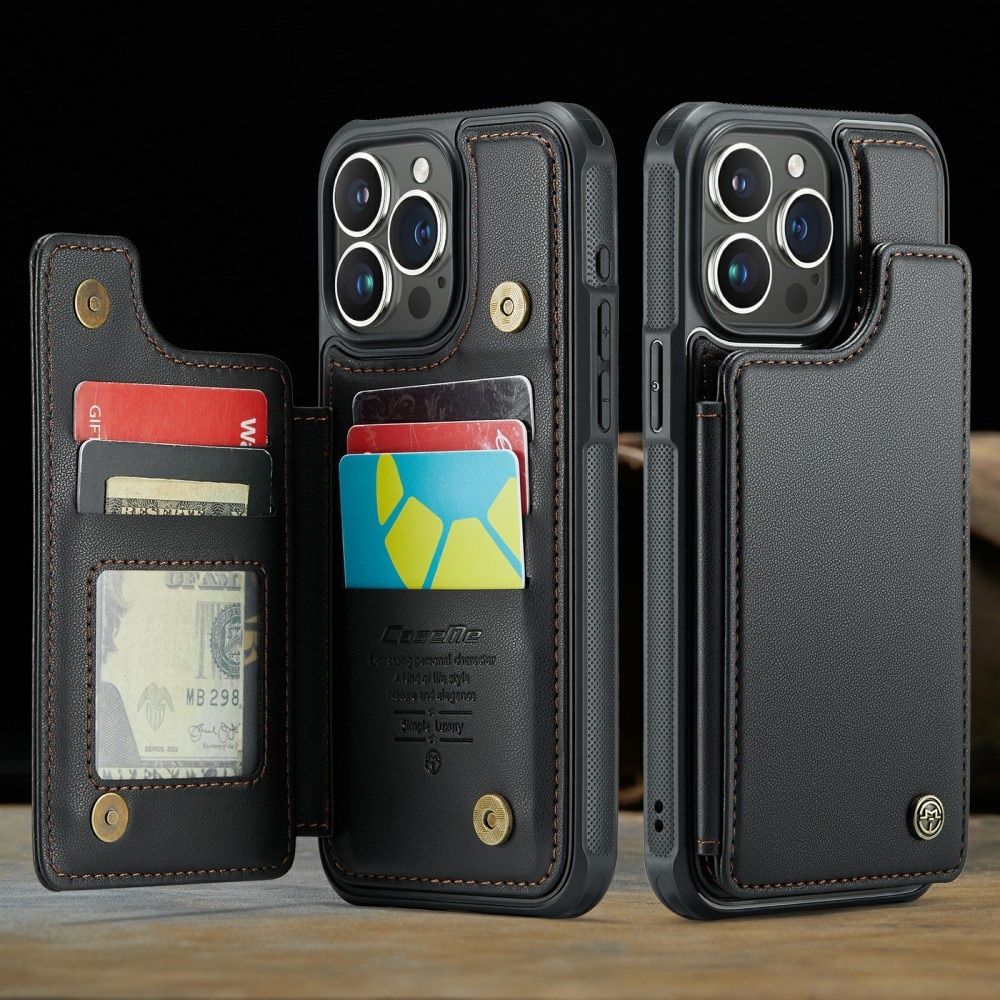 Funda con tarjetero anti-RFID iPhone 16 Pro Max negro