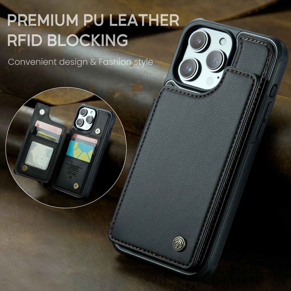 Funda con tarjetero anti-RFID iPhone 16 Pro Max negro