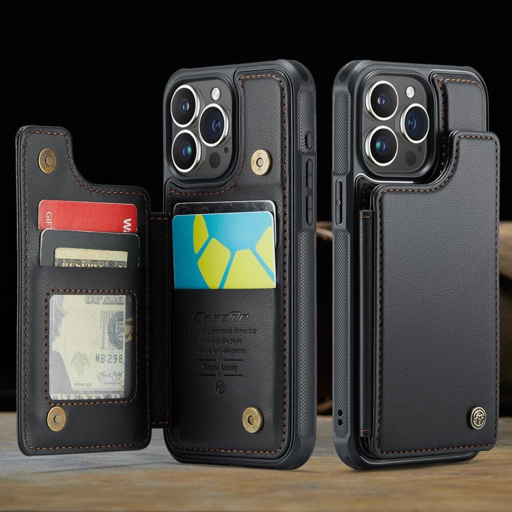 Funda con tarjetero anti-RFID iPhone 16 Pro negro