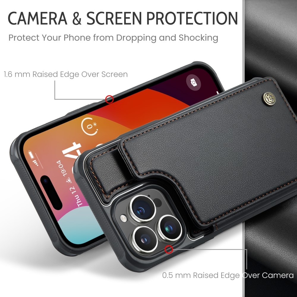 Funda con tarjetero anti-RFID iPhone 16 Pro negro