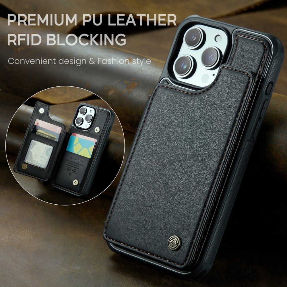 Funda con tarjetero anti-RFID iPhone 16 Pro negro