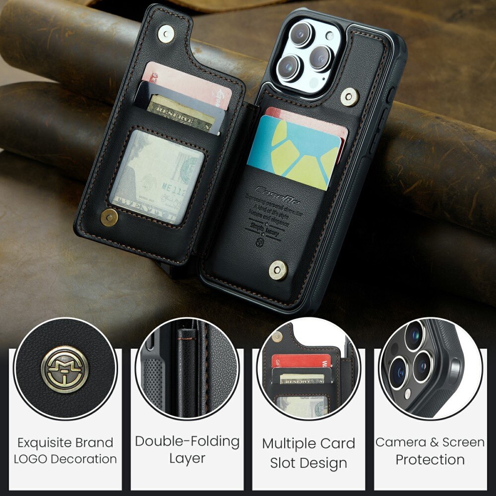 Funda con tarjetero anti-RFID iPhone 16 Pro negro
