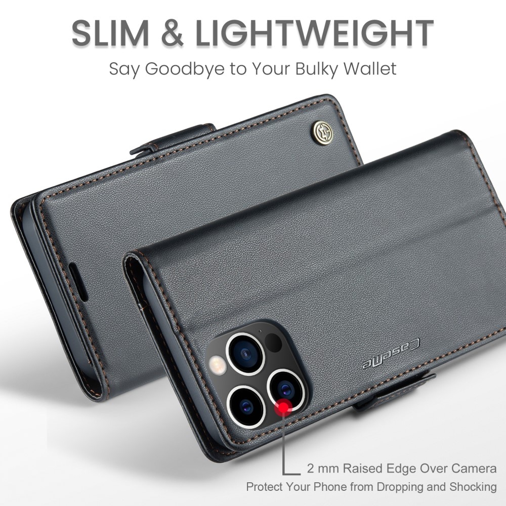 Funda delgada con solapa anti-RFID iPhone 16 Pro Max Negro