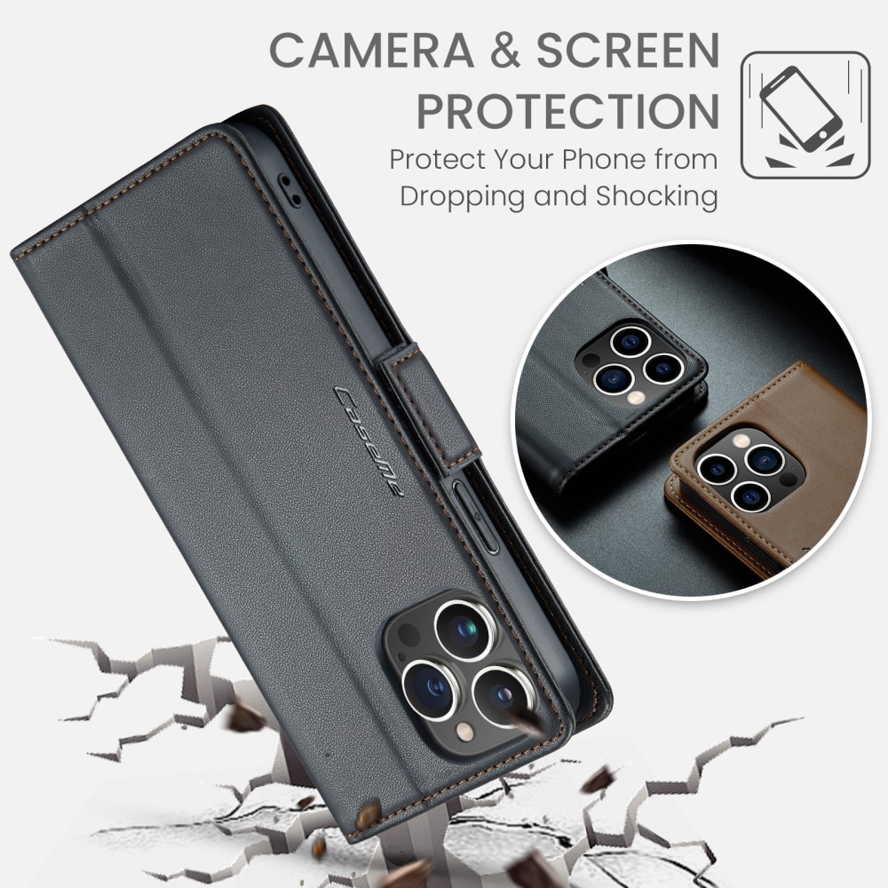 Funda delgada con solapa anti-RFID iPhone 16 Pro Max Negro