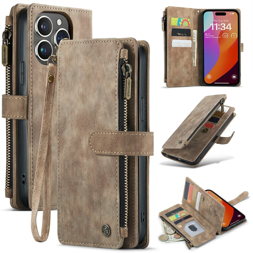 Cartera Zipper iPhone 16 Pro Max Marrón