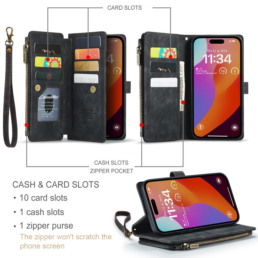 Cartera Zipper iPhone 16 Pro Max Negro