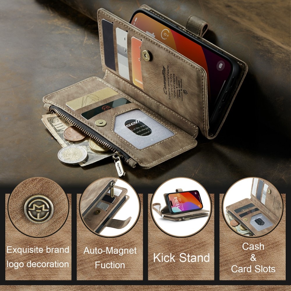 Cartera Zipper iPhone 16 Pro Marrón