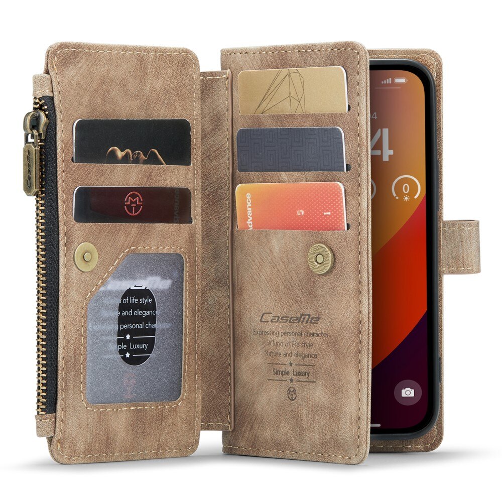 Cartera Zipper iPhone 16 Pro Marrón
