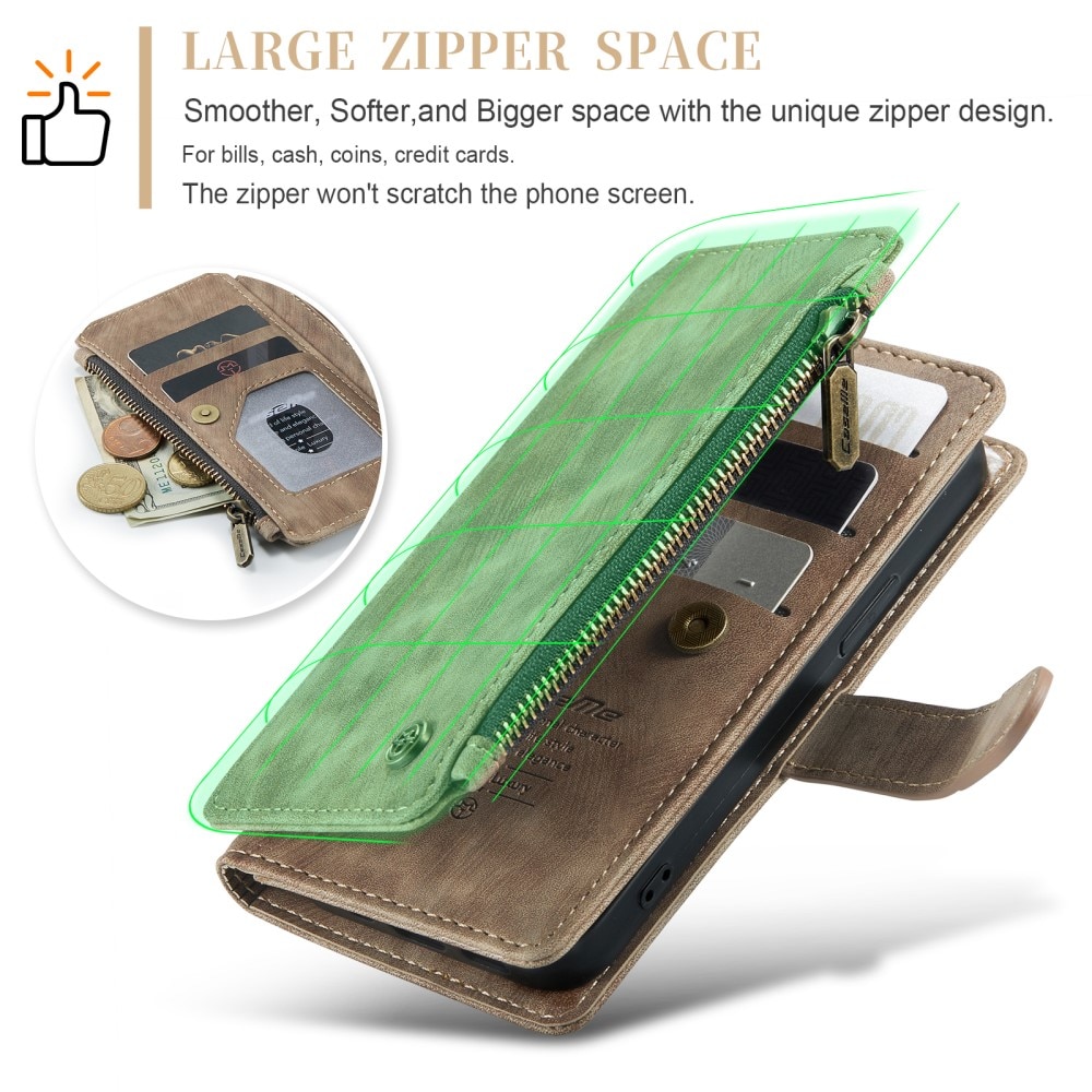 Cartera Zipper iPhone 16 Pro Marrón