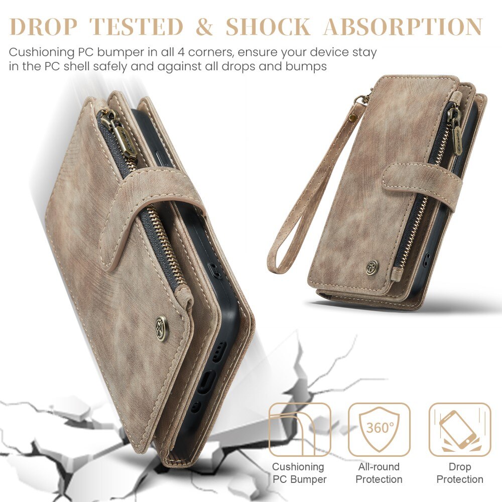 Cartera Zipper iPhone 16 Pro Marrón