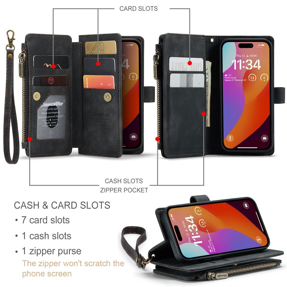 Cartera Zipper iPhone 16 Pro Negro