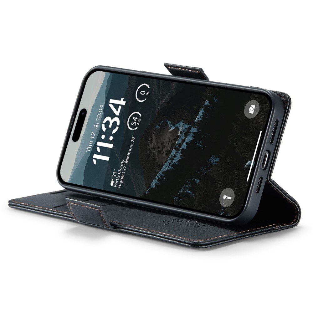 Funda delgada con solapa anti-RFID iPhone 16 Plus Negro