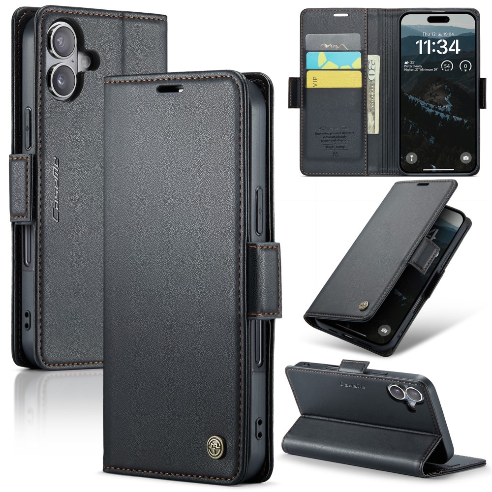 Funda delgada con solapa anti-RFID iPhone 17 Negro