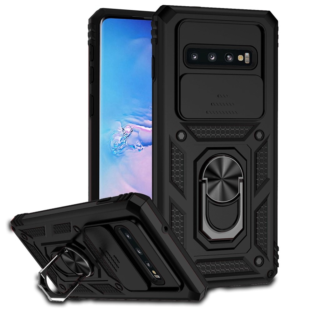 Funda híbrida Ring y Protector Cámara Samsung Galaxy S10 Plus Negro