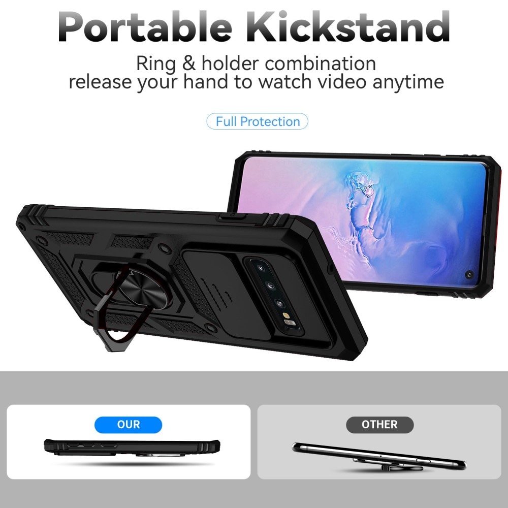 Funda híbrida Ring y Protector Cámara Samsung Galaxy S10 Plus Negro