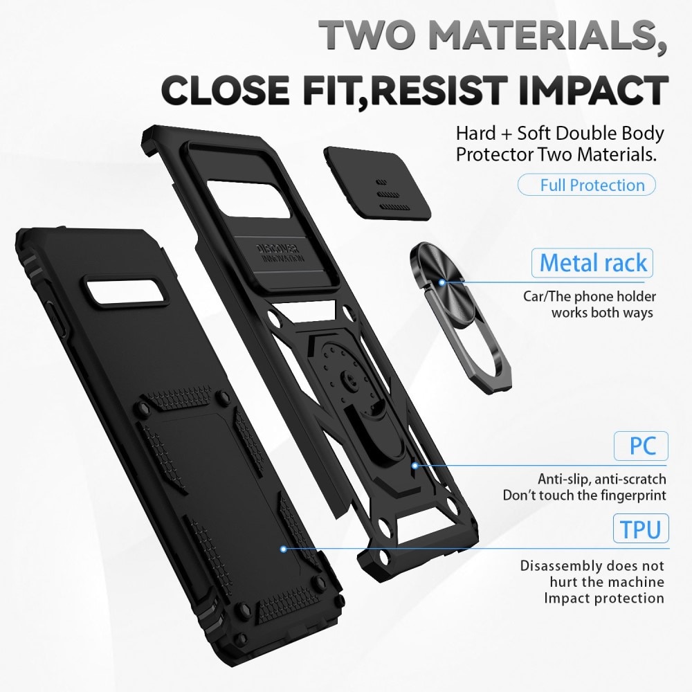 Funda híbrida Ring y Protector Cámara Samsung Galaxy S10 Plus Negro