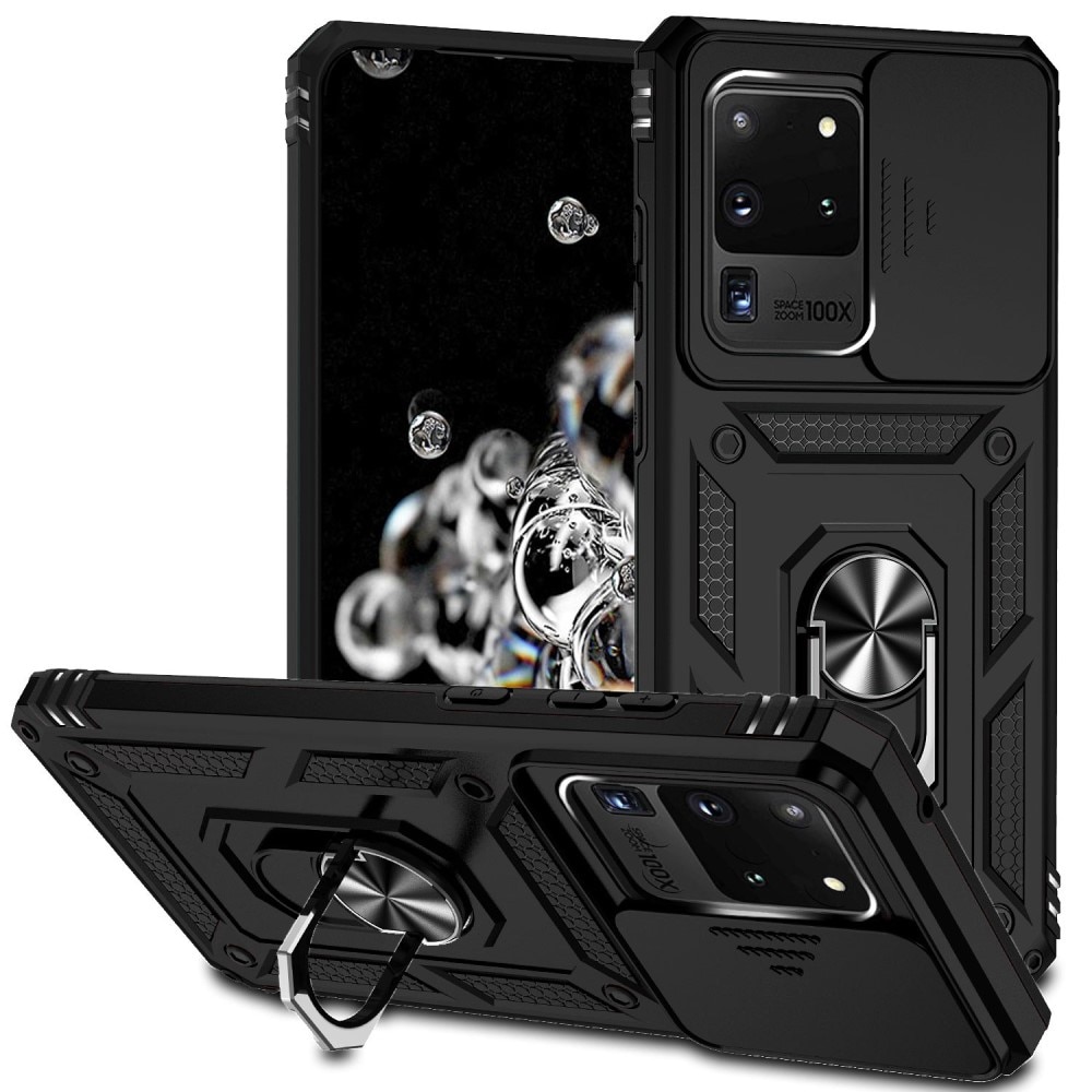Funda híbrida Ring y Protector Cámara Samsung Galaxy S20 Ultra Negro