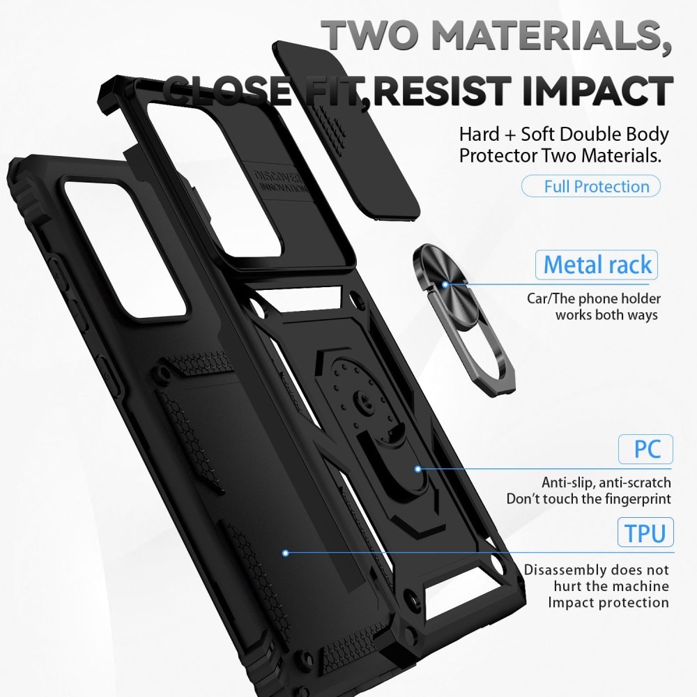 Funda híbrida Ring y Protector Cámara Samsung Galaxy S20 Ultra Negro