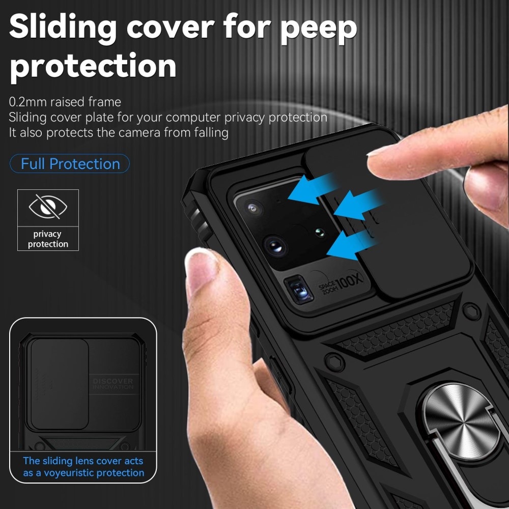 Funda híbrida Ring y Protector Cámara Samsung Galaxy S20 Ultra Negro