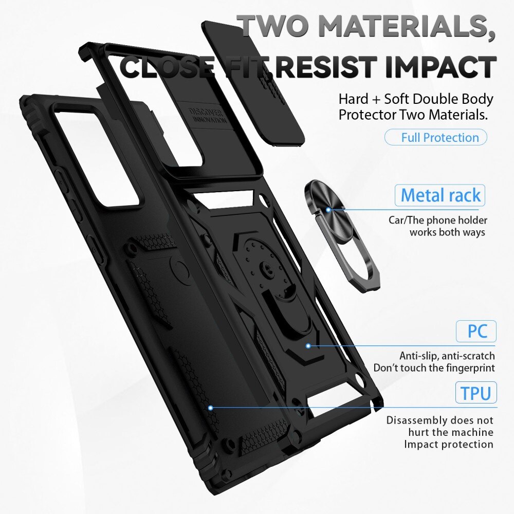 Funda híbrida Ring y Protector Cámara Samsung Galaxy Note 20 Ultra Negro