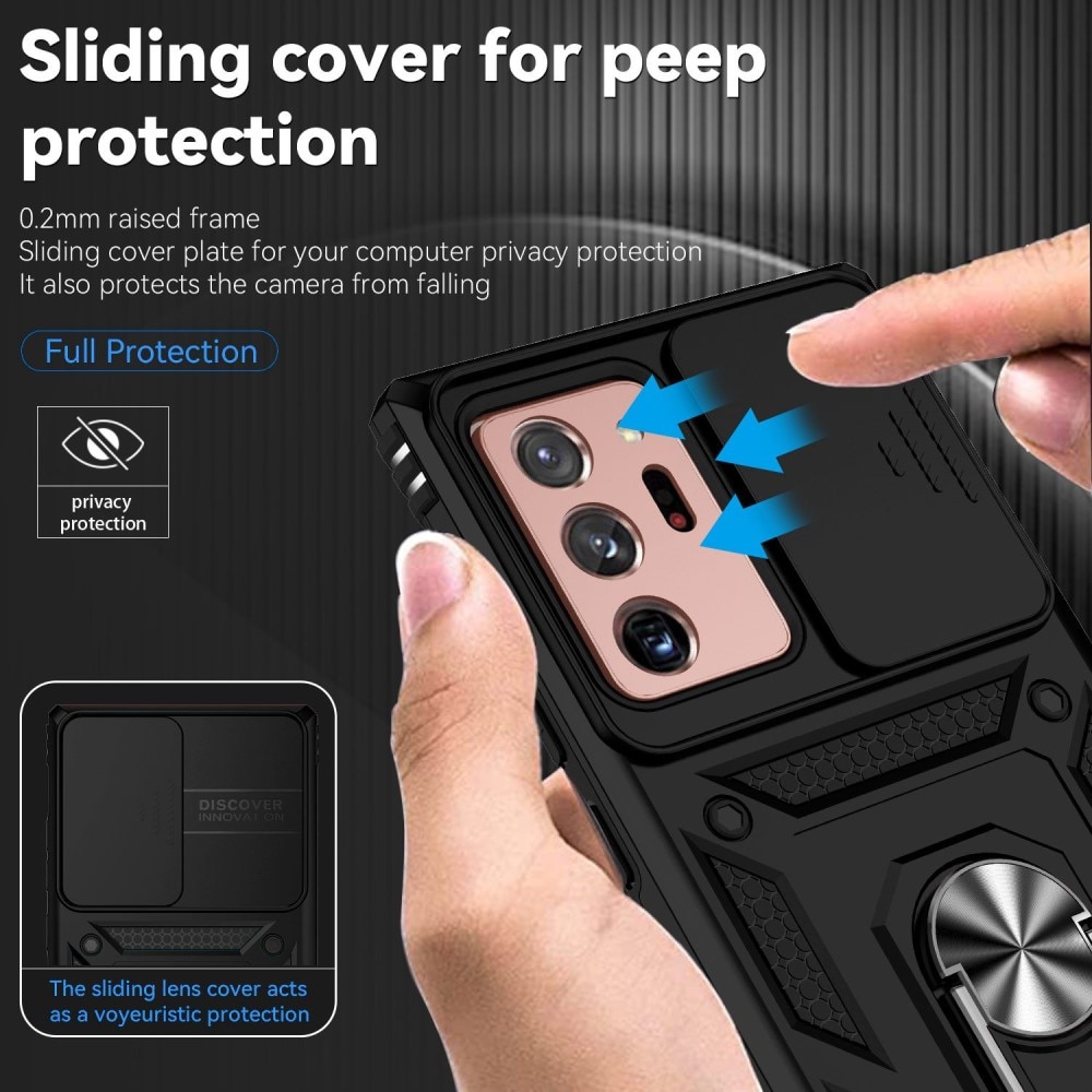 Funda híbrida Ring y Protector Cámara Samsung Galaxy Note 20 Ultra Negro