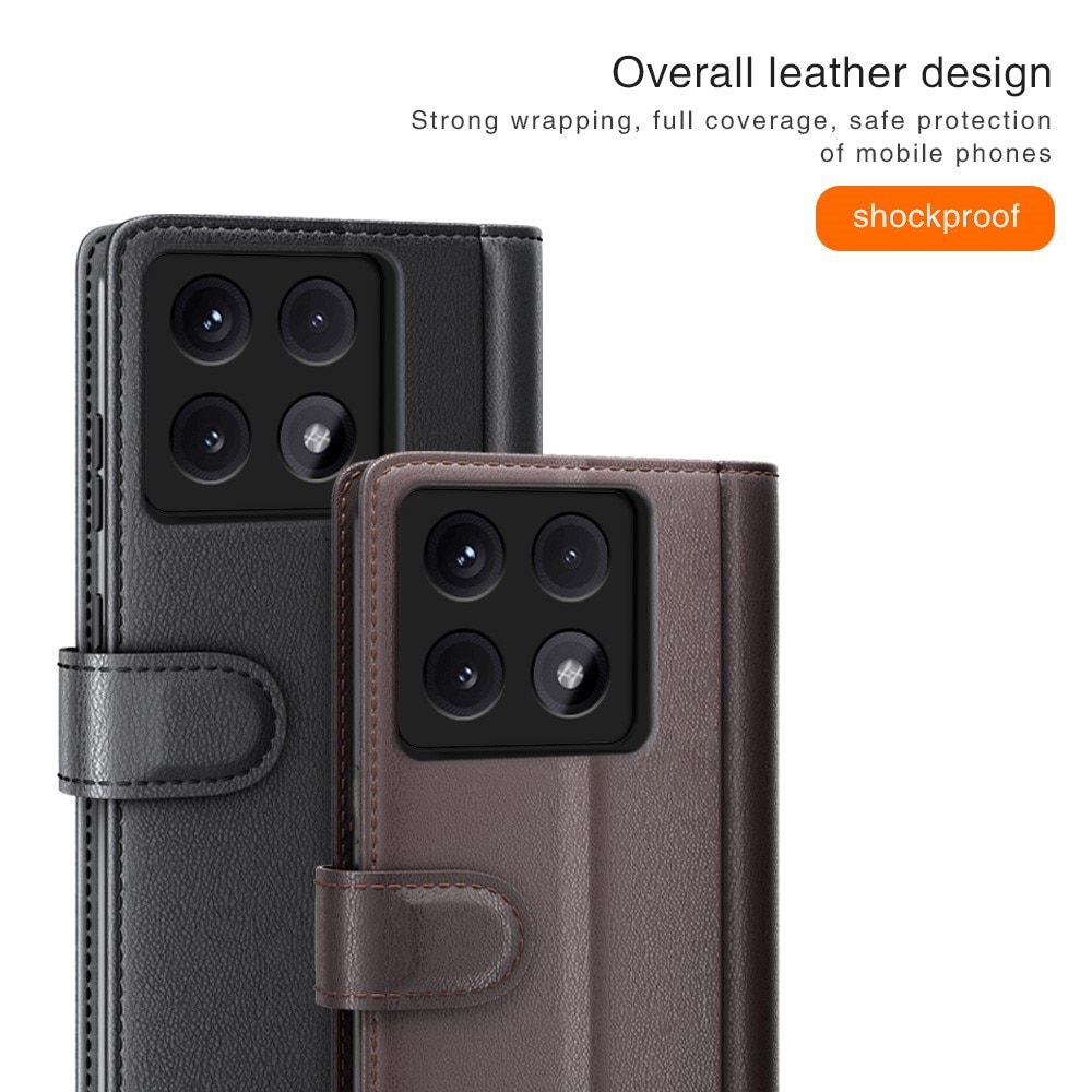Funda de cuero genuino Xiaomi 14T, Negro