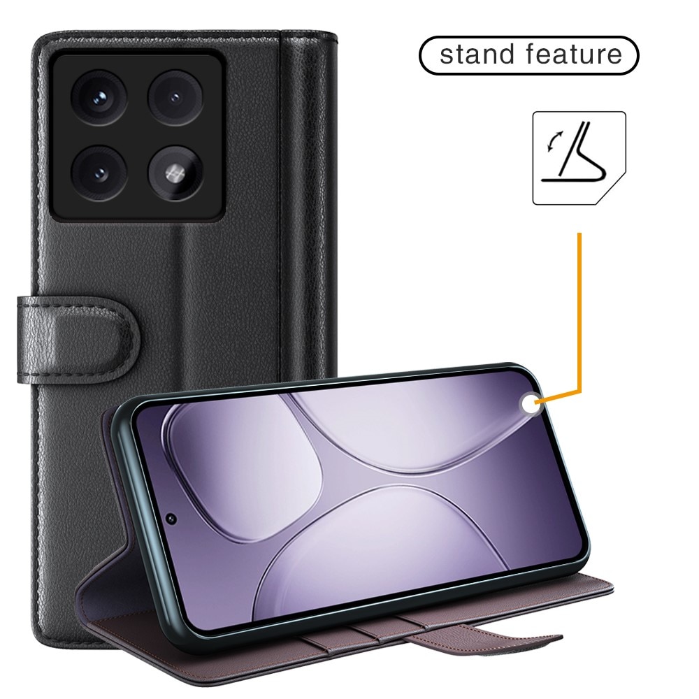 Funda de cuero genuino Xiaomi 14T Pro, Negro