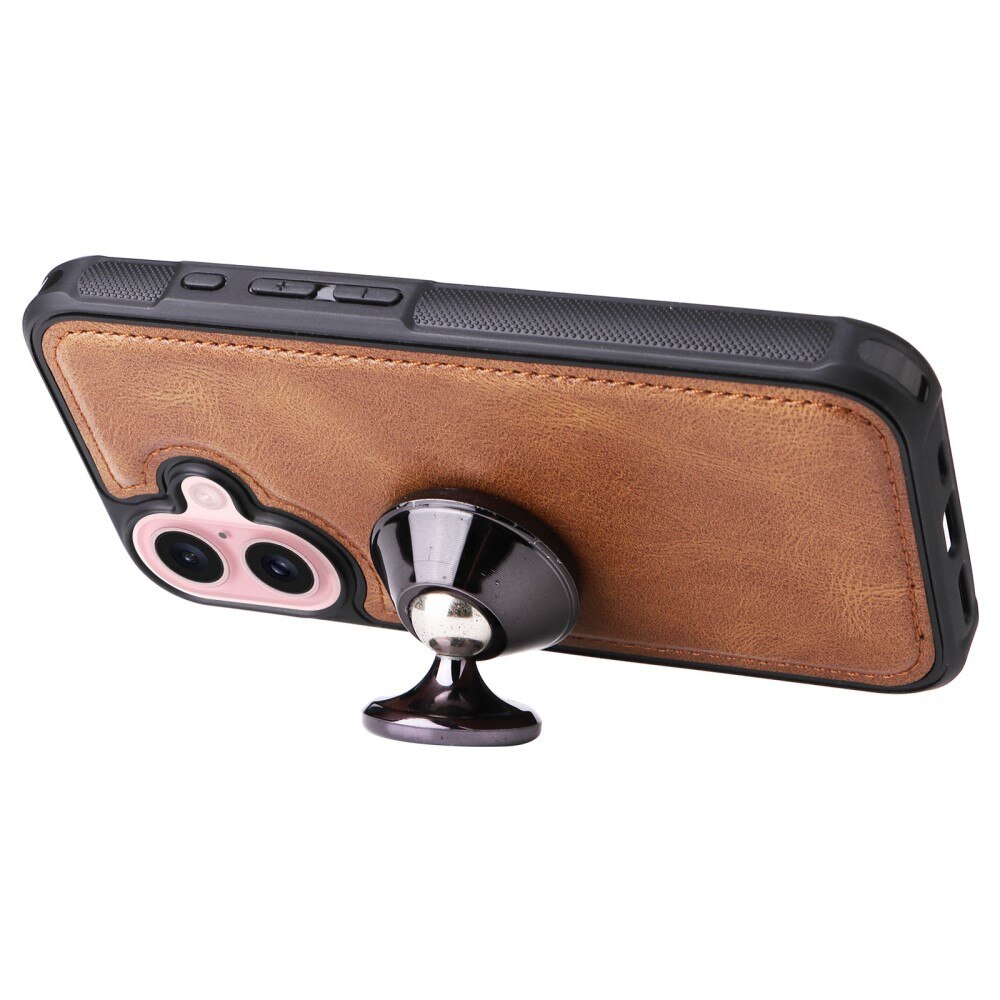 Magnet Leather Multi Wallet iPhone 16 marrón