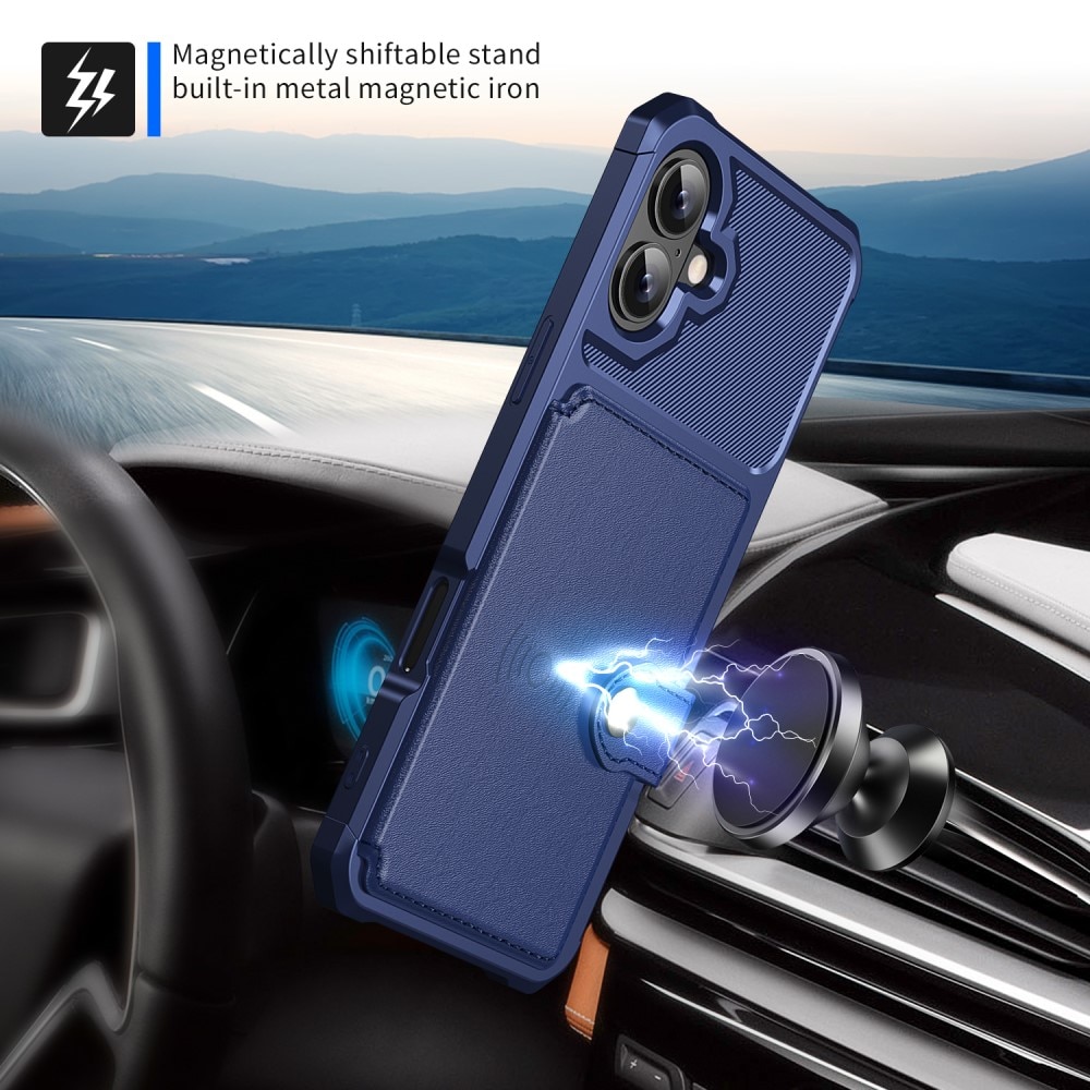 Funda con tarjetero Tough Multi-slot iPhone 16 Azul