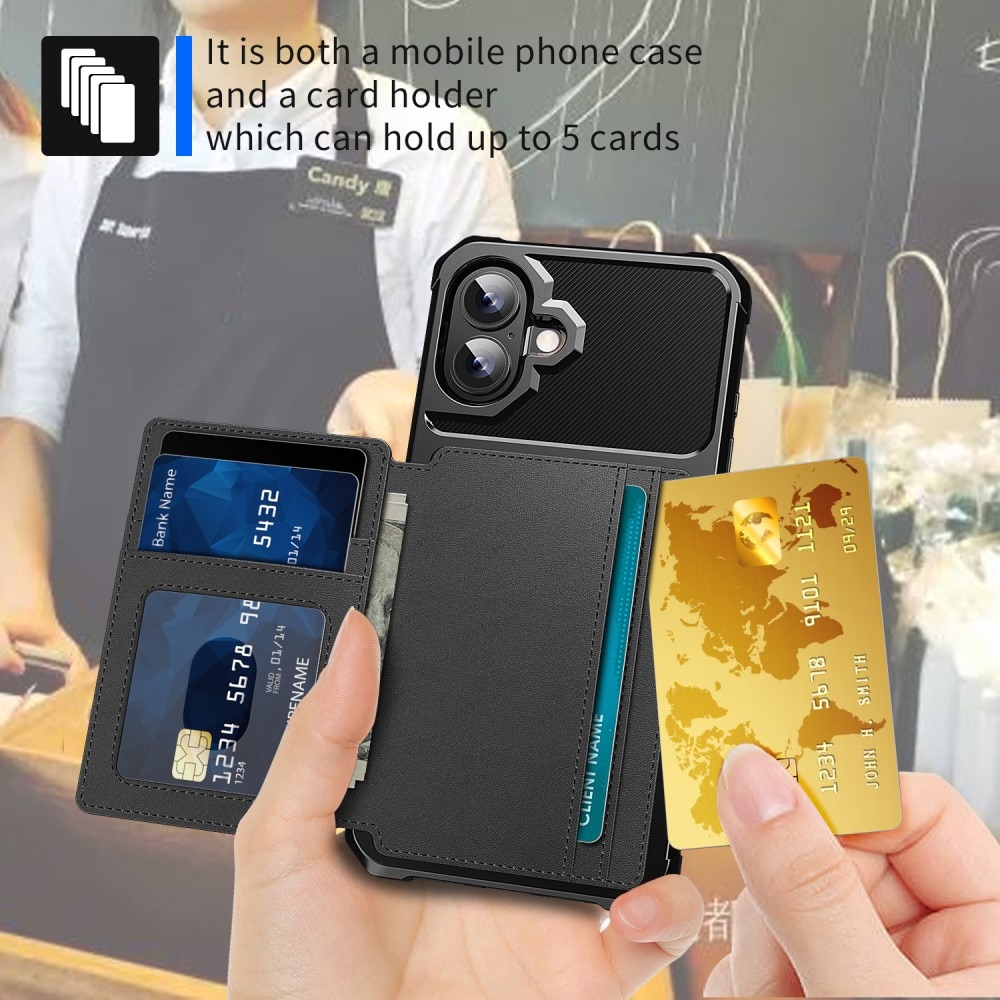 Funda con tarjetero Tough Multi-slot iPhone 16 Plus Negro
