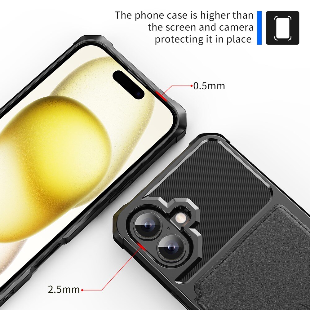 Funda con tarjetero Tough Multi-slot iPhone 16 Plus Negro
