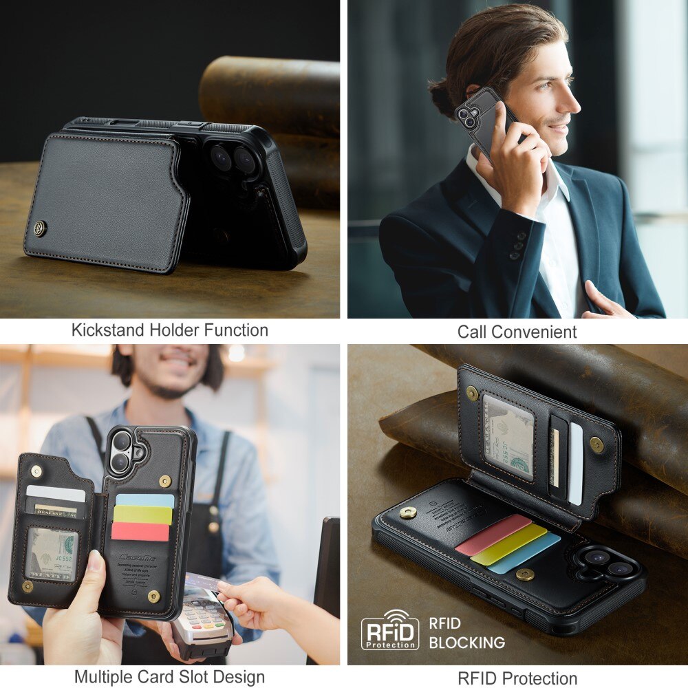 Funda con tarjetero anti-RFID iPhone 16 negro