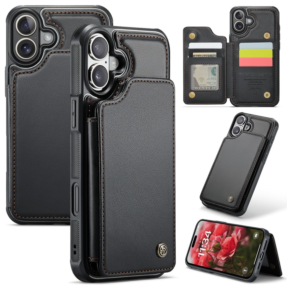 Funda con tarjetero anti-RFID iPhone 16 negro