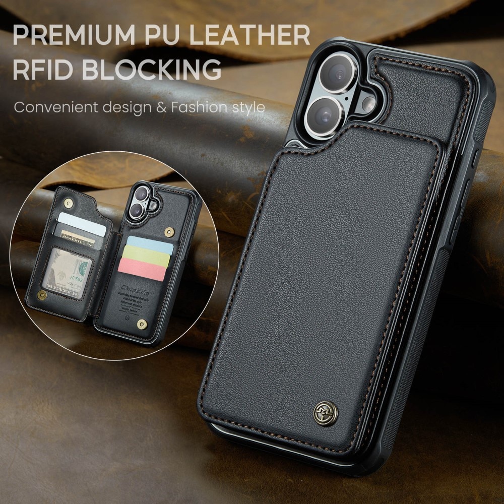 Funda con tarjetero anti-RFID iPhone 16 negro
