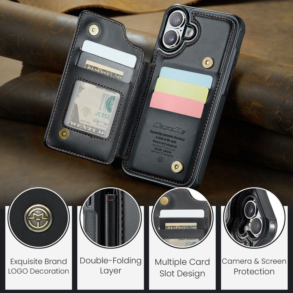 Funda con tarjetero anti-RFID iPhone 16 negro