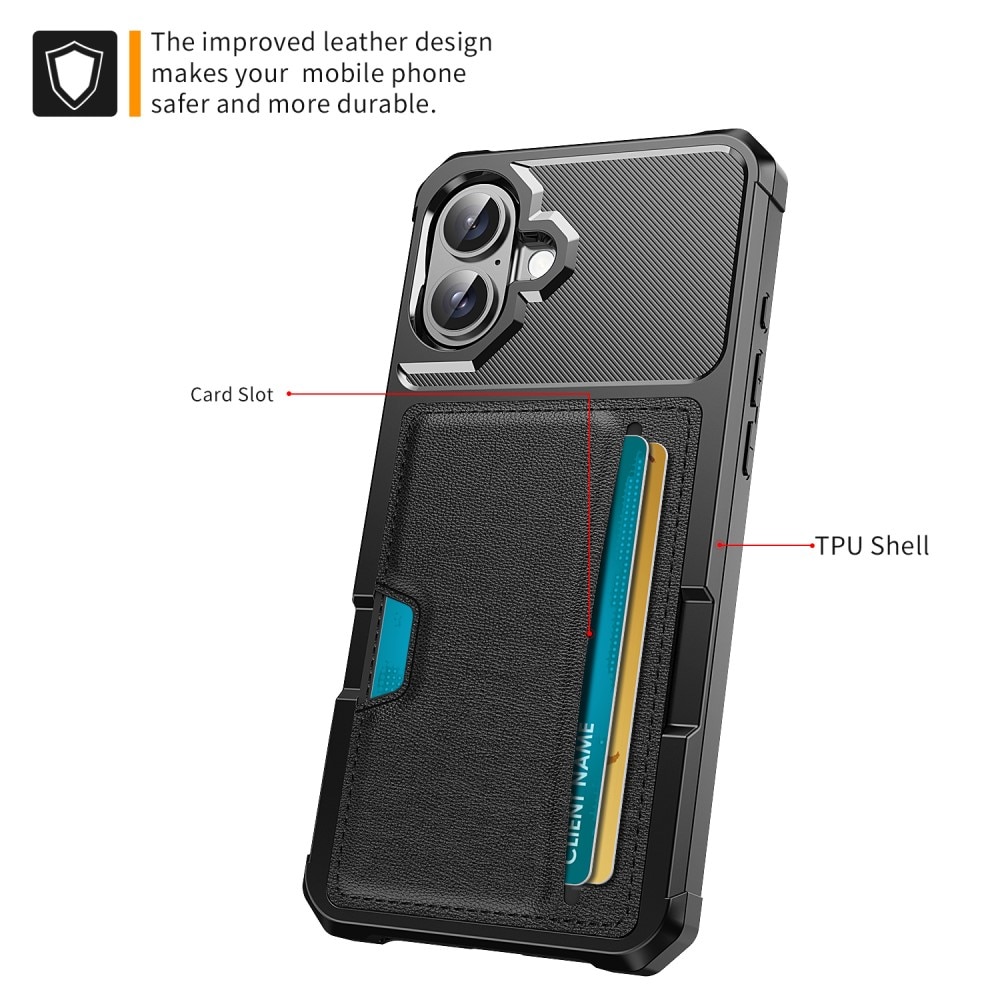 Funda Tough Card Case iPhone 16e negro