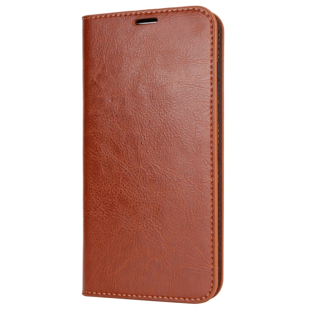 Funda cartera de cuero genuino Samsung Galaxy S24 FE Marrón