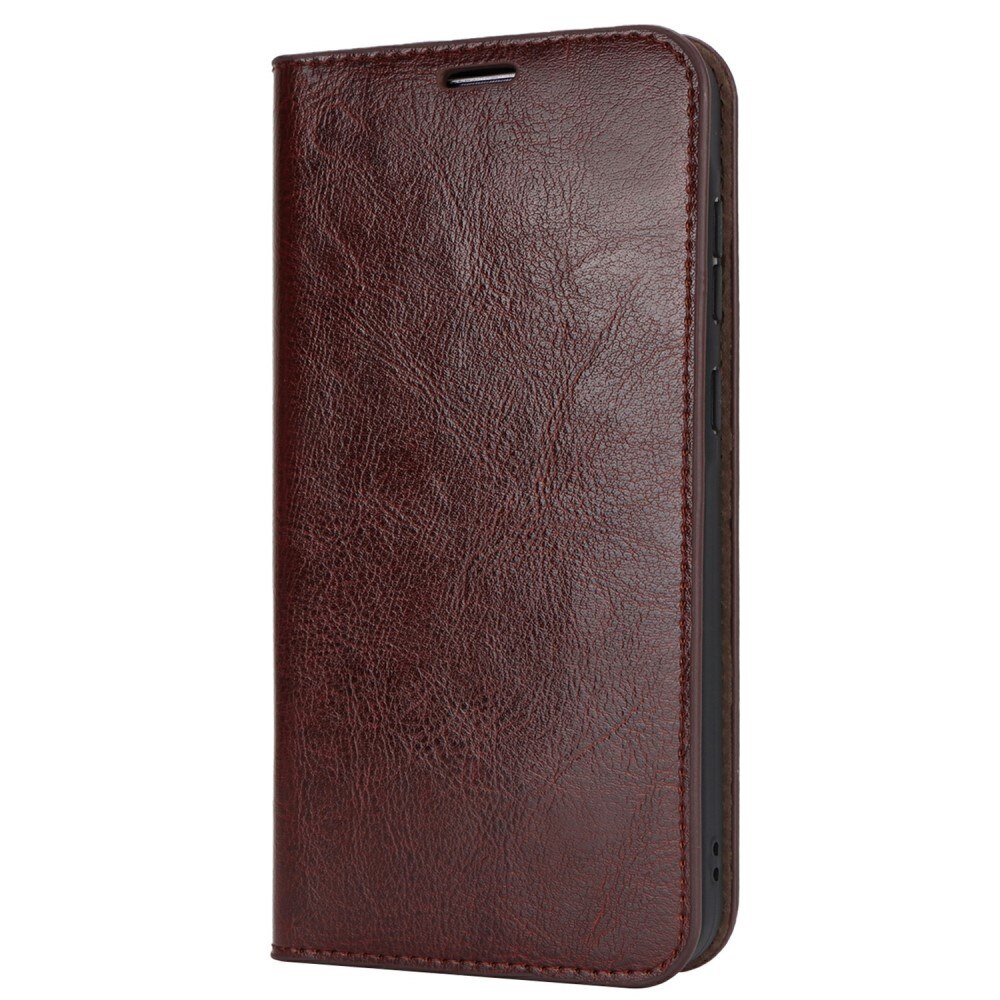 Funda cartera de cuero genuino Samsung Galaxy S24 FE Marrón oscuro