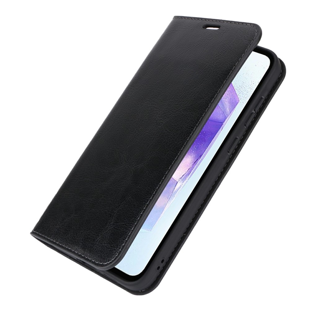Funda cartera de cuero genuino Samsung Galaxy S24 FE Negro