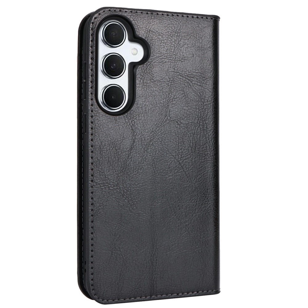 Funda cartera de cuero genuino Samsung Galaxy S24 FE Negro