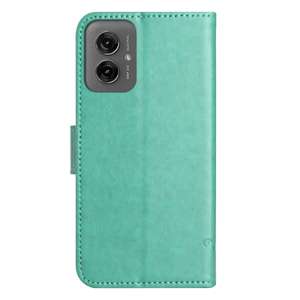 Funda de Cuero con Mariposas Motorola Moto G55, Verde