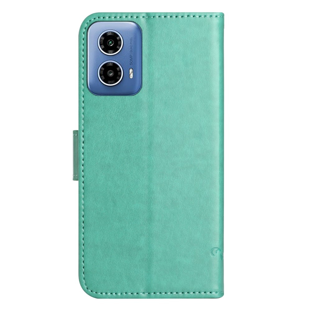Funda de Cuero con Mariposas Motorola Moto G35, Verde