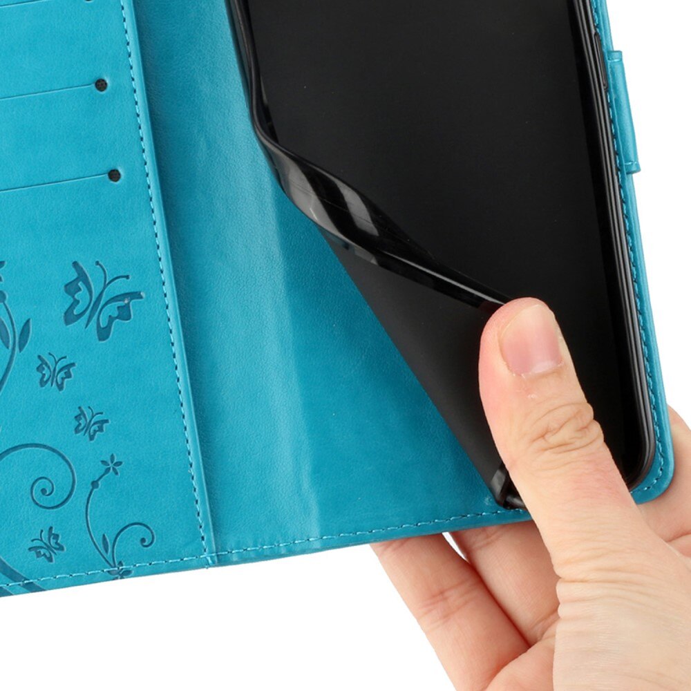 Funda de Cuero con Mariposas Xiaomi Redmi 14C, Azul